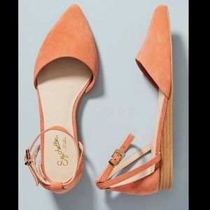 Seychelles Peach Orange Suede Ankle Strap Flats 🍑